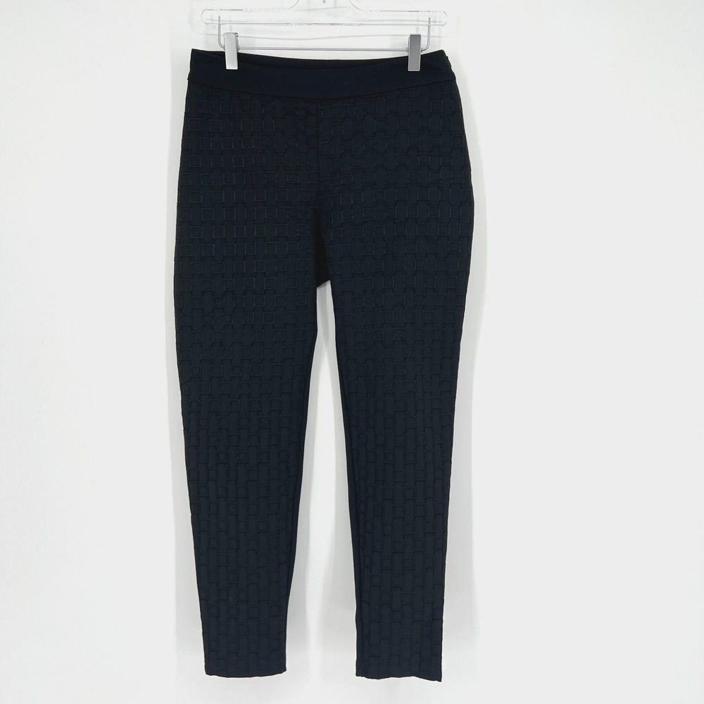Anne Fontaine Leggings‎ Womens 10/42 Black Textured Geometric Designer Classic